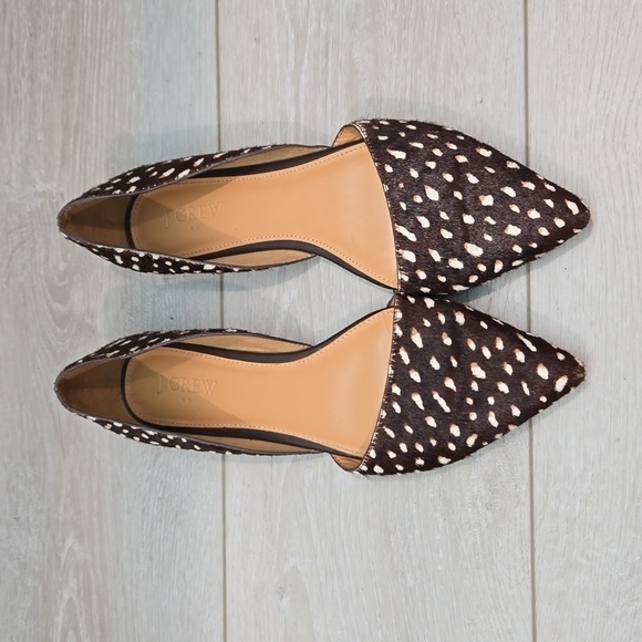 J.Crew Women Leather Animal Print fur Loafer Slip on shoes sz 8 - Picture 3 of 14